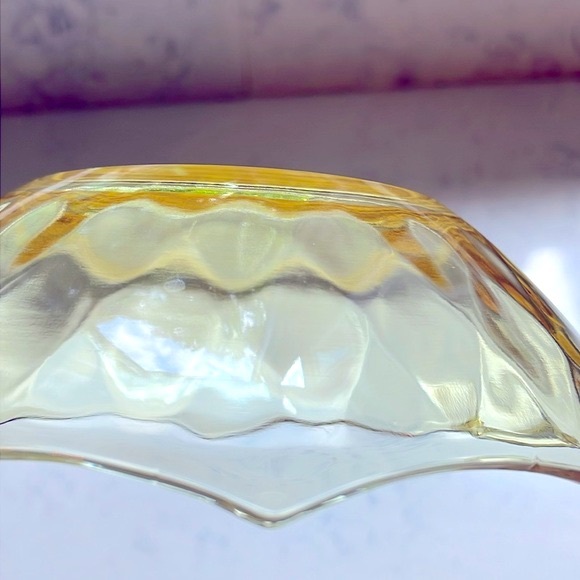 Vintage Sahara Yellow Bowl Heisey Glass Co. Yeoman Optic Double Handled Pristine - Picture 5 of 8